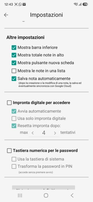 Impostazioni Avanzate