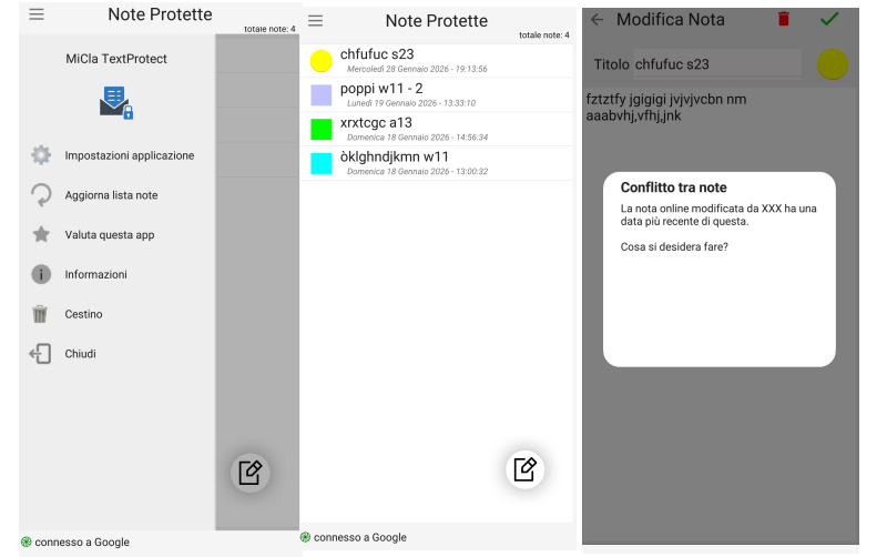 Screenshot interfaccia MiClaTextProtect